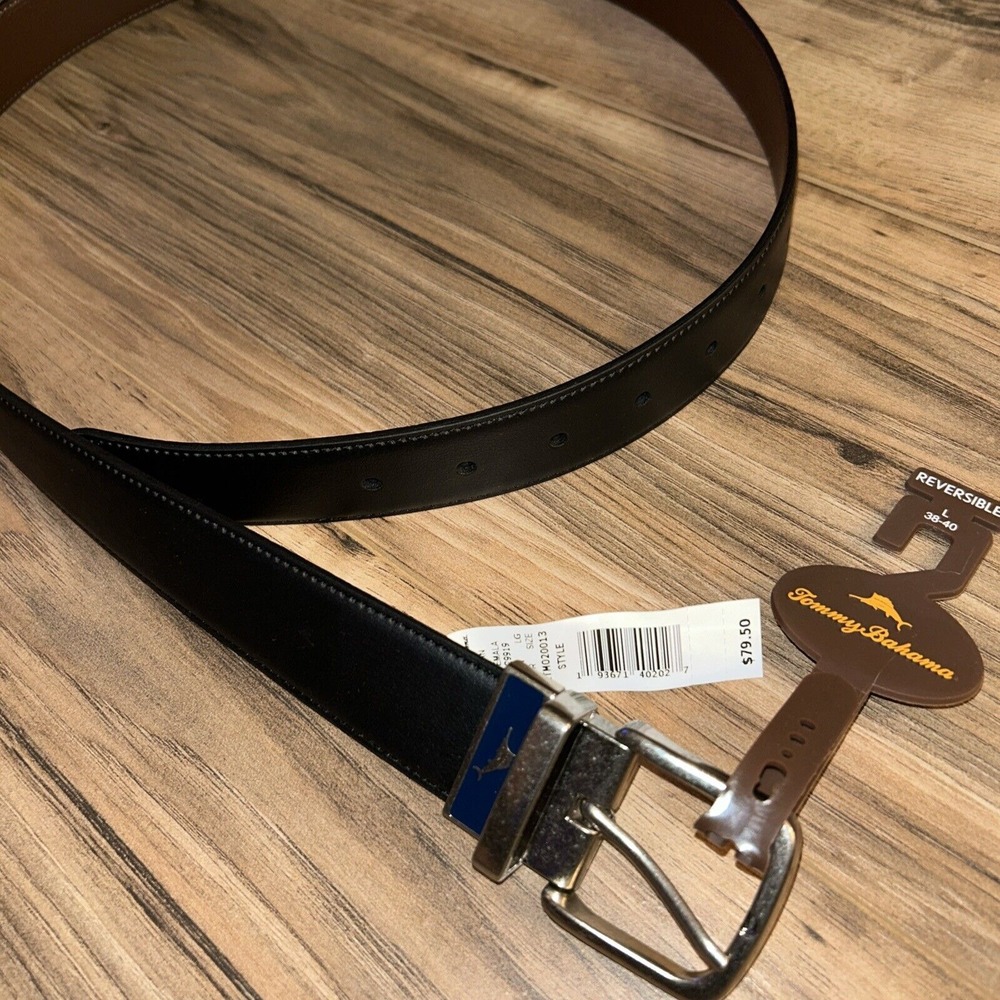 Tommy Bahama Men's Reversible Black/Brown‎ Leather Belt...